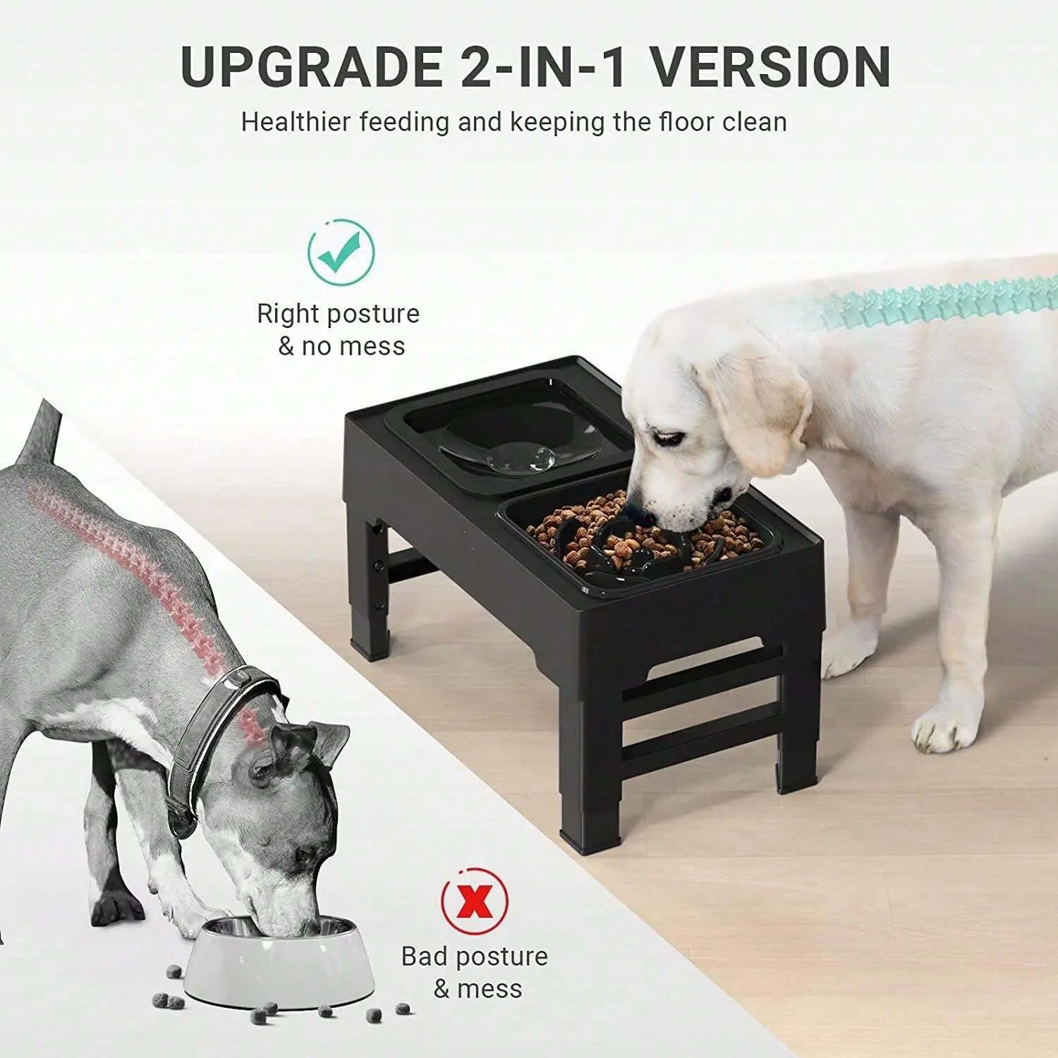 Klavon™ Adjustable Elevated Dog Bowl - Zero Splash  & Slow Feeder