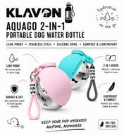 Klavon™ AquaGo 2-in-1 Portable Dog Water Bottle 285 ml