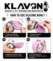 Klavon™ AquaGo 2-in-1 Portable Dog Water Bottle 285 ml