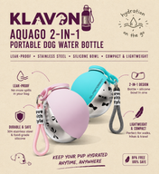 Klavon™ AquaGo 2-in-1 Portable Dog Water Bottle 285 ml