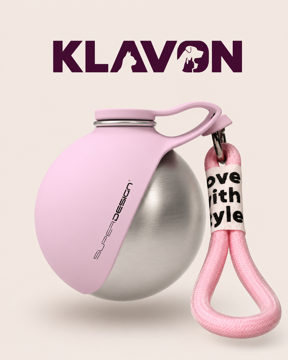 Klavon™ AquaGo 2-in-1 Portable Dog Water Bottle 285 ml